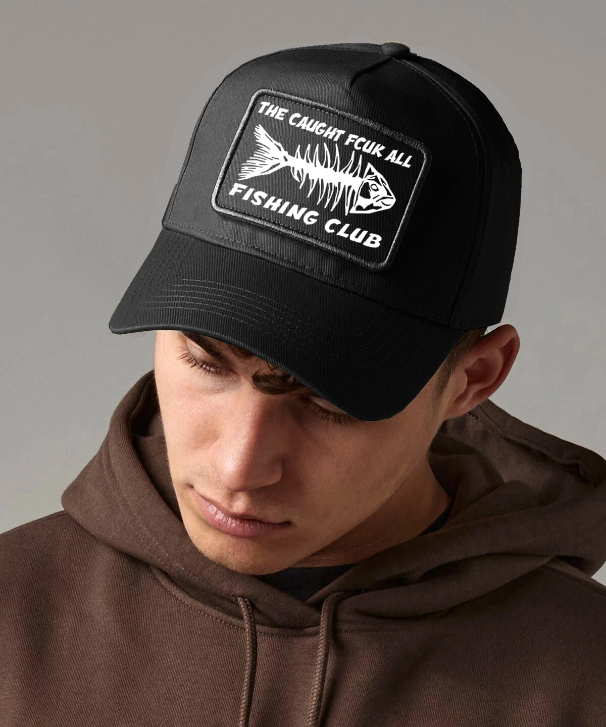 Caught Fcuk All Fishing Club Cap Removable Patch Hat Funny Fishing & Military Humour Cap