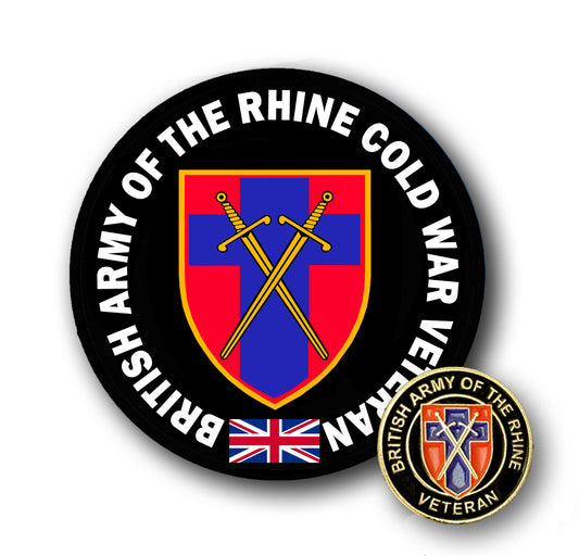 British Army of the Rhine (BAOR) Veteran Sticker & Pin Badge Bundle