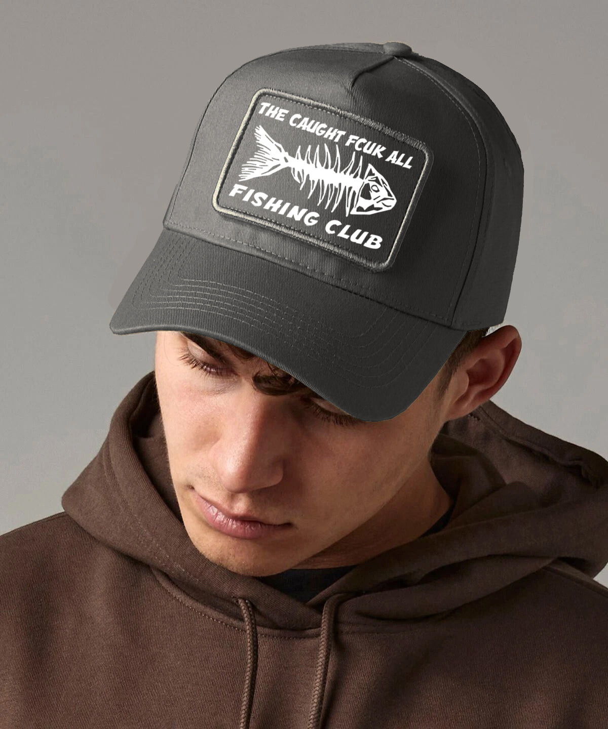 Caught Fcuk All Fishing Club Cap Removable Patch Hat Funny Fishing & Military Humour Cap
