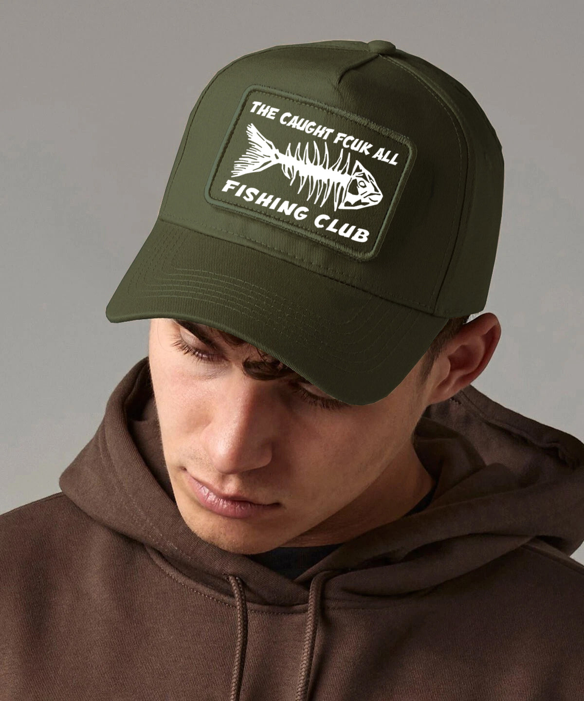 Caught Fcuk All Fishing Club Cap Removable Patch Hat Funny Fishing & Military Humour Cap
